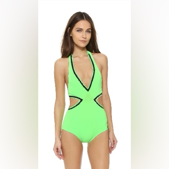 Vibrant Lime Women's One Piece Swimsuit 
Karla colletto worn once size 8 - Picture 1 of 2